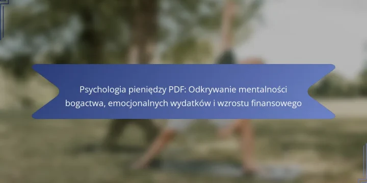 Psychologia pieniędzy PDF: Odkrywanie mentalności bogactwa, emocjonalnych wydatków i wzrostu finansowego
