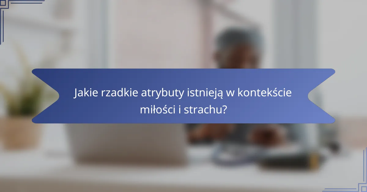 Jakie rzadkie atrybuty istnieją w kontekście miłości i strachu?