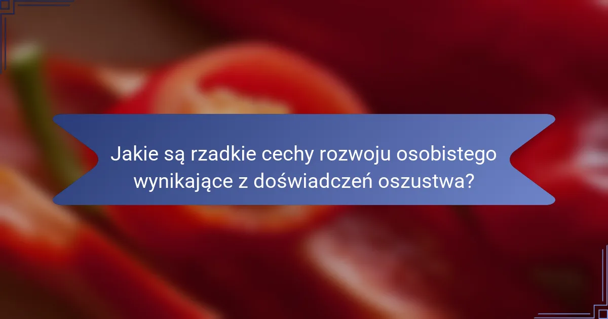 Jakie są rzadkie cechy rozwoju osobistego wynikające z doświadczeń oszustwa?