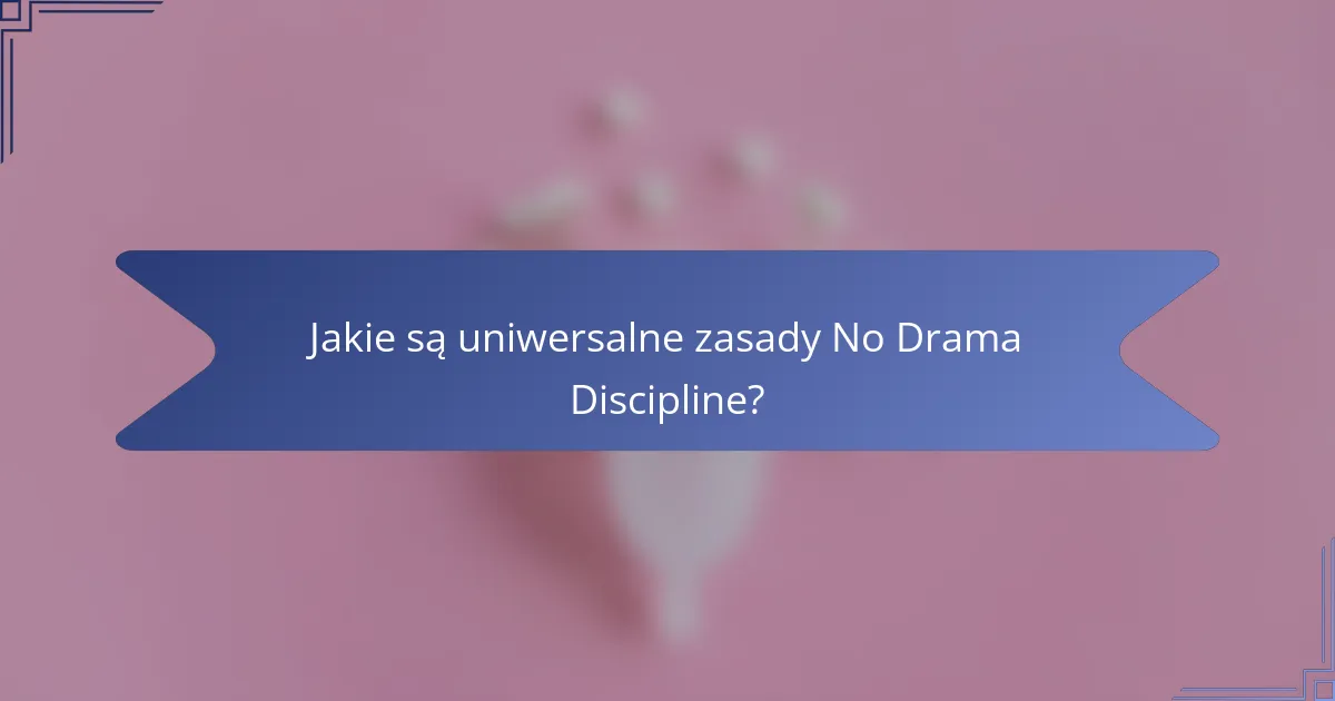 Jakie są uniwersalne zasady No Drama Discipline?