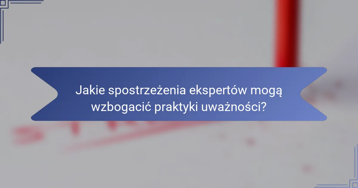 Jakie spostrzeżenia ekspertów mogą wzbogacić praktyki uważności?